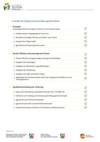 Dieses Dokument beeinhaltet eine Checkliste mit Inhalten der Kooperationsvereinbarung